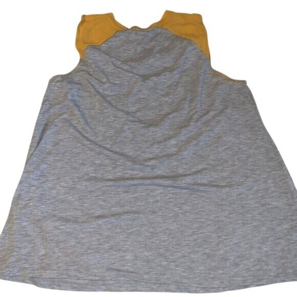 Peanuts Snoopy & Charlie Brown "Friday Is Here" Graphic Tank Top XL Gray & Yello - Picture 4 of 6